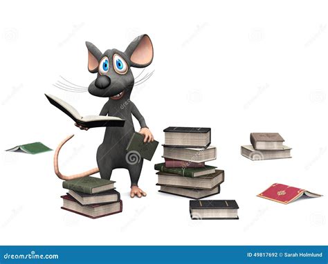 Smiling Cartoon Mouse Holding a Book. Stock Illustration - Illustration ...