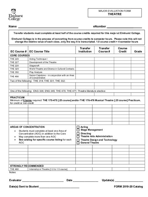 Fillable Online MAJOR EVALUATION FORM GRAPHIC DESIGN - Elmhurst ...