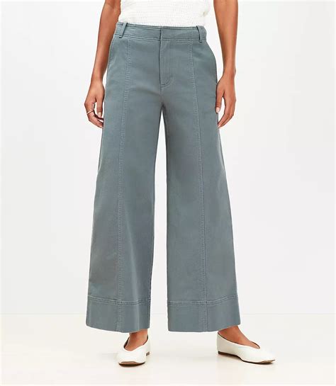 Petite Seamed Palmer Wide Leg Crop Pants in Twill
