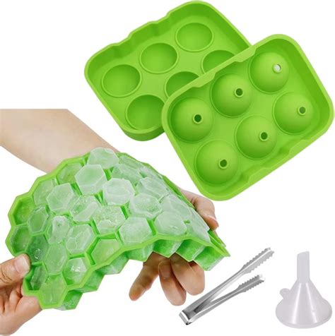 Amazon.com: Ice cube tray (2 pieces set), silicone spherical ice ...