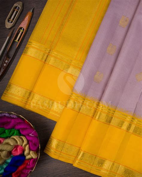 Pastel Lavender And Mango Yellow Pure Kanjivaram Silk Saree-SP94 ...