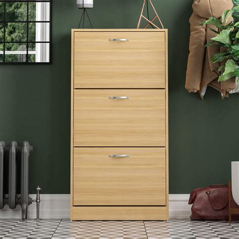 Vida Designs 3 Drawer Shoe Cabinet Cupboard Shoe Storage Organiser Pull ...