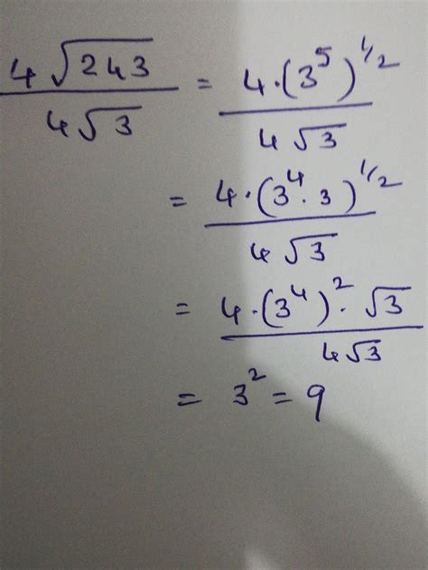 4√243÷4√3 simplify the equation with steps :) - Brainly.in