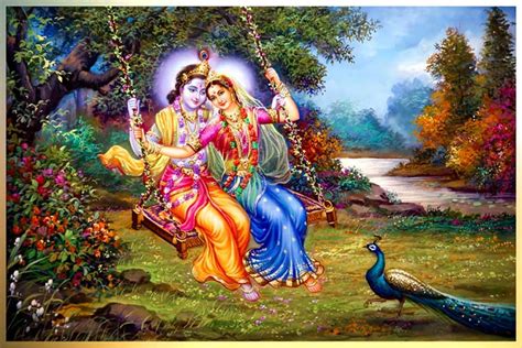 Radha Krishna on swing divine love painting 04L