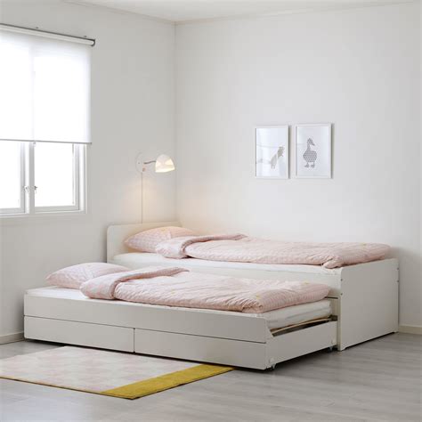 SLÄKT white, Bed with underbed and storage, 90x200 cm - IKEA