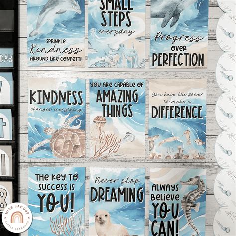 Inspirational Classroom Posters - Modern Ocean Classroom Decor