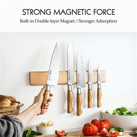 XINZUO Maple Magnetic Wall Kitchen Knife Holder/Wall Knife Display 15 ...