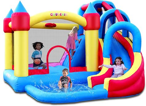 Amazon.com: Causeair Giant Inflatable Bounce House with Water Slide,Wet and Dry Use,Basketball ...