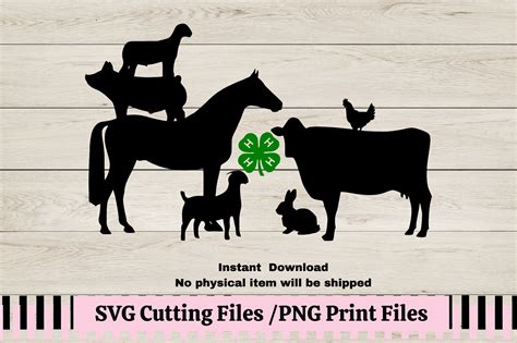 4H Stacked Animals SVG/PNG, Farm Animal Silhouette Livestock County Fair - Etsy | Animal ...