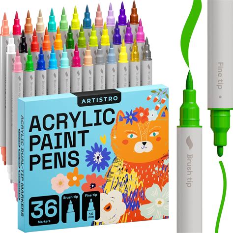 ARTISTRO Acrylic Paint Pens, Art Set Acrylic Paint Markers Dual Tip ...