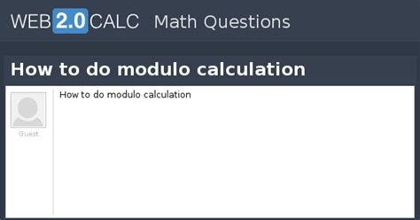 Modulo Calculation Tutorial 的图像结果