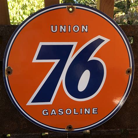 VINTAGE UNION 76 GASOLINE PORCELAIN ENAMEL GAS PUMP OIL SERVICE STATION ...