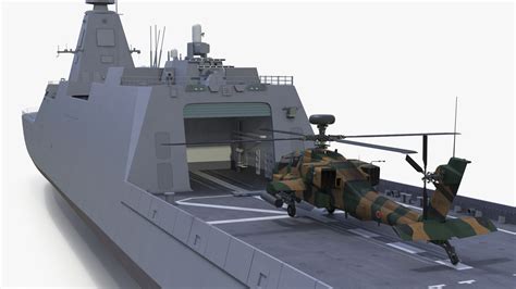 3D Japanese Mogami Class Frigate FFM-2 with Helicopter Rigged model ...