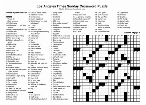 Los Angeles Times Sunday Crossword Printable - Printable JD