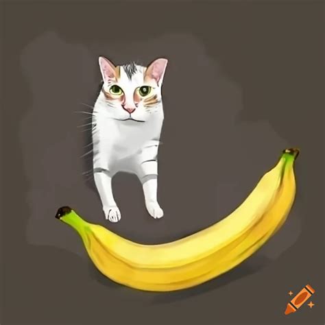 Hilarious cat meme with a banana on Craiyon