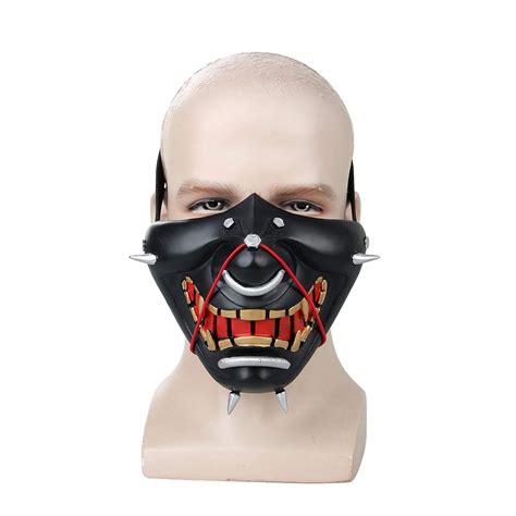 Buy Ghost of Tsushima Mask Jin Sakai Half Face Mask Cosplay Helmet ...