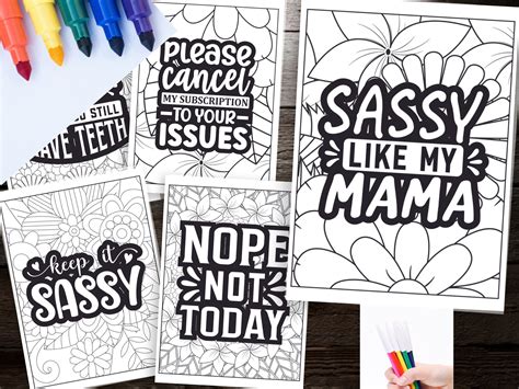 100 Sassy Quotes Coloring Pages Adult Coloring Pages , Funny Saying to ...