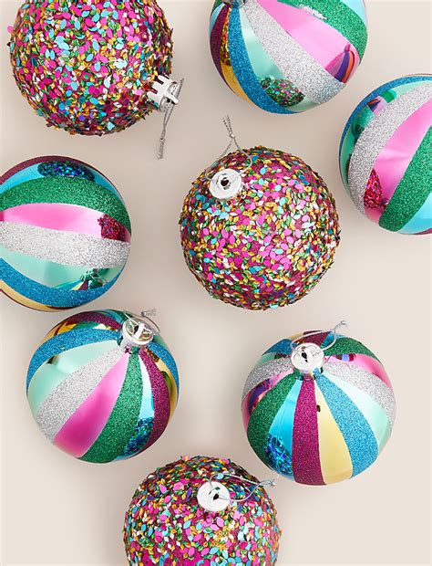Buy 9pk Multicoloured Shatterproof Baubles at Marks & Spencer