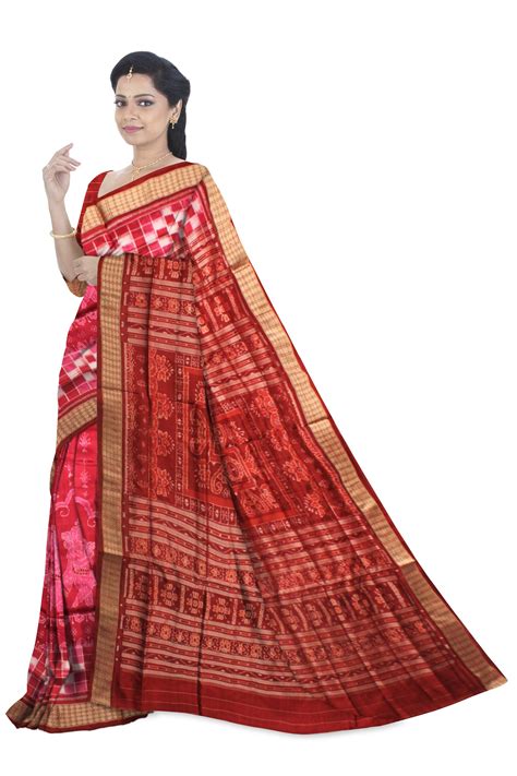 Nartaki design Pata saree with Pasapali pattern in rani and maroon col