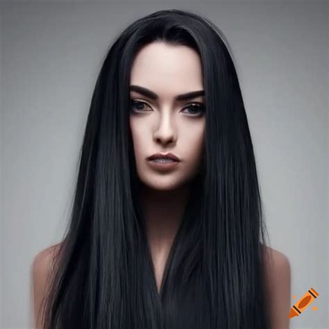 Beautiful woman with long black hair on Craiyon