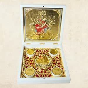 Buy Northland 24KT Gold Plated Amba MATA Idol with Charan Paduka for ...