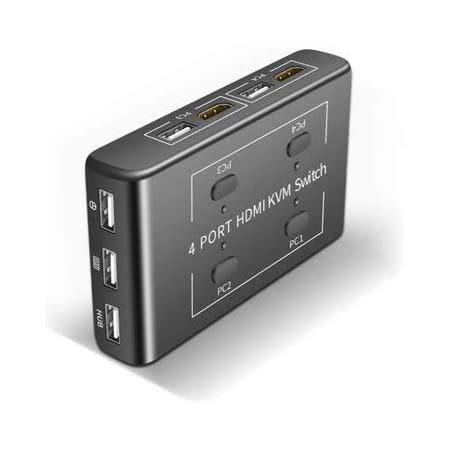 Tobo HDMI 2.0 4x1 KVM Switch 4 Port USB KVM HDMI Switcher HDCP 2.2 HDR ...