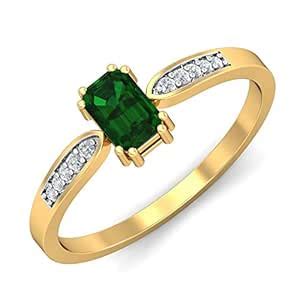 KuberBox 18KT Yellow Gold Meridian Emerald Ring for Women : Amazon.in ...