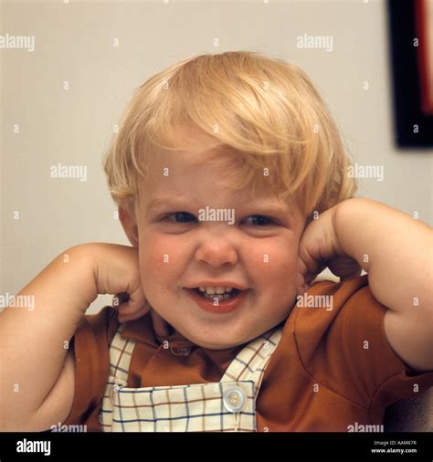 20 MONTH OLD BOY WITH BLONDE HAIR SMILING Stock Photo - Alamy