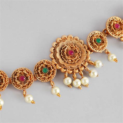 Kord Store Traditional Gold plated Ruby and Pearl Kamarbandh For Girls ...