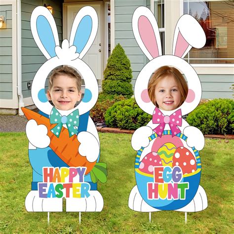 Amazon.com : Easter Decorations Outdoor Yard Signs: 8pcs Cute Wood ...