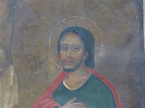 Spanish Colonial Retablo "The Crucifixion" with the Virgin Mary and ...