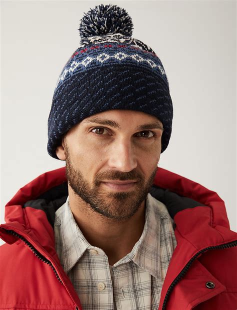 Buy Fair Isle Knitted Beanie Hat at Marks & Spencer