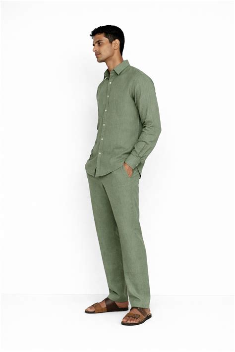 Sage Green Linen Pants for Men | Premium LININ
