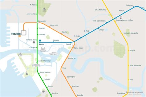 Manila Rail Map - City train route map, your offline travel guide