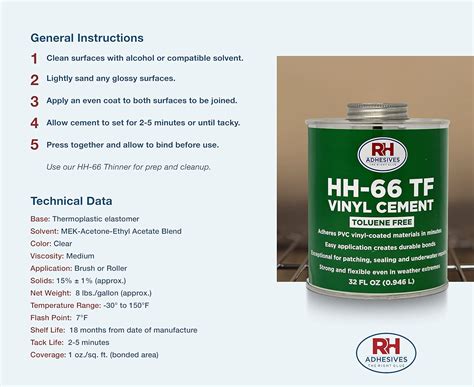 Buy HH-66 Toluene Free Vinyl Cement, 16 oz. can - RH Adhesives Online ...