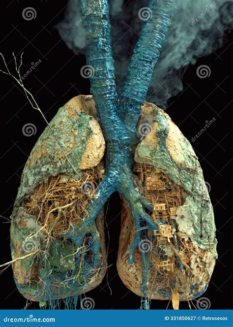 Clogged Lungs Showing the Effects of Smoking and Pollution Stock Illustration - Illustration of ...