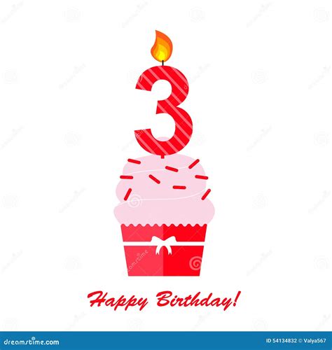 Happy Third Birthday Anniversary Card Stock Vector - Illustration of ...