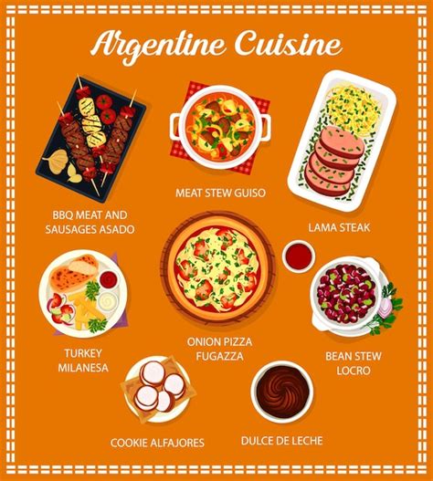 Argentine cuisine menu. bean stew locro, cookie alfajores bbq and ...