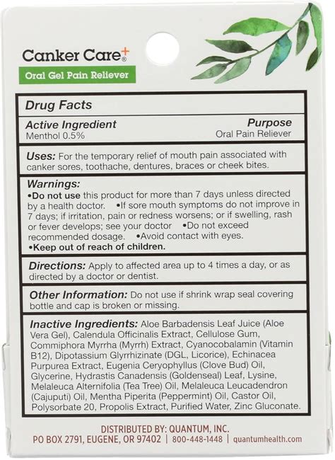 Quantum Health Canker Sore Gel 0.33 oz - Fast Relief for Mouth Ulcers | Buy Now with Express ...
