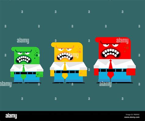 Stage of anger. Green, yellow and red people. Vector illustration Stock Vector Image & Art - Alamy