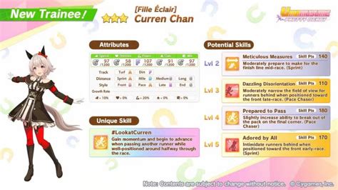 Umamusume Curren Chan Build and Stats Guide