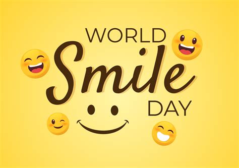 World Smile Day Hand Drawn Cartoon Illustration with Smiling Expression ...