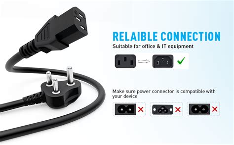 Buy Cablet Power D15 Desktop Power Cable, 3 Pin Type-D Male to C13 ...