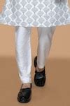 Buy Ivory Cotton, Silk Embroidery Handblock Print Kurta With Pant For ...