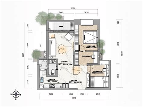 80平米二居室户型图 – 设计本装修效果图