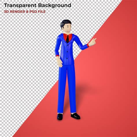 Ilustração 3d de personagem de empresário apontando psd premium | PSD ...