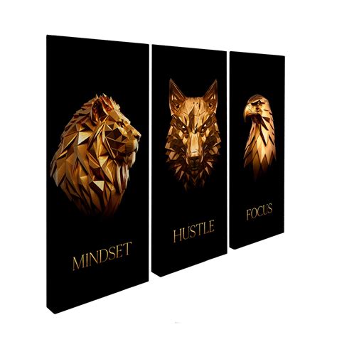Gold Hustle Focus Mindset – Motivational Wall Set | Artbyusuf