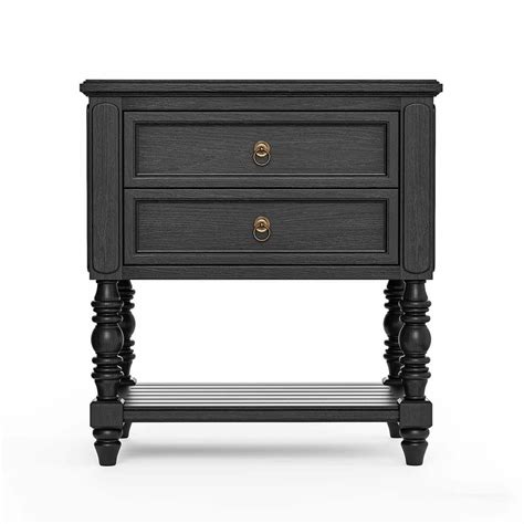 Olympus Bedside Table - Mango Wood Matt Black Bedside Table India ...