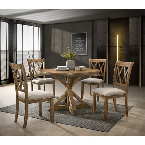 Ophelia & Co. Windvale Cross-Buck Wood 5-Piece Dining Set | Wayfair