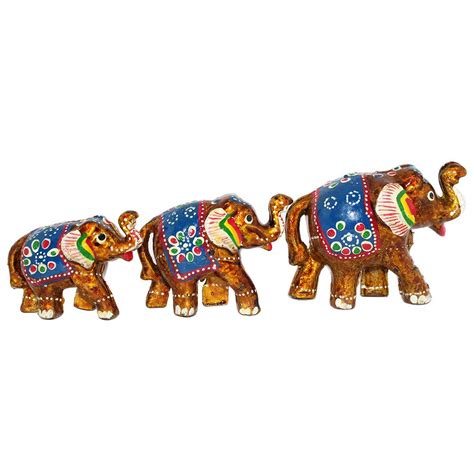 Buy JC Crafts & Fabrics Handmade Elephants Pair of 3 Set for Decoration ...